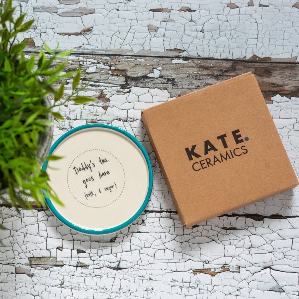 Daddy's Tea Goes Here Personalised Ceramic Coaster